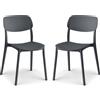 eacommerce | Sedia impilabile in Polipropilene | Leggera, ergonomica, resistente alle intemperie | Per cucina, bar, ristoranti, uso interno ed esterno (Set 2 Sedie, Antracite)