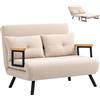 HOMCOM Divano letto 4-in-1, pile, 183x98.5cm, Beige | 2 posti, divano letto pieghevole, schienale regolabile a 5 livelli, cuscino lombare per soggiorno.