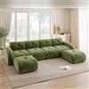 Muskel Divano a U a 4 posti con 2 sgabelli, modulare - verde | Struttura a U senza cornice con pouf flessibili per grandi salotti e aree lounge