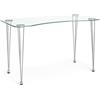 Yellowshop Scrivania ROUND, Design contemporaneo, Piano in Vetro Temperato, L120 x P60 x H76 cm, Gambe Cromo