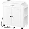 HOOBRO Isola Cucina con Prese Elettriche, Carrello da Cucina con Cassetti e Porta Spezie, 80,8 x 38 x 86 cm, Bianco EWT82CZD01