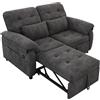 Azkoeesy Divano letto estensibile e reclinabile a 2 posti, 142 x 86,5 x 90-172 cm | Tessuto di ciniglia, divano relax, schienale regolabile, 2 cuscini, porta USB, tasca laterale, per soggiorno, home theatre