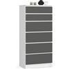 AKORD Cassettiera Alta 6 Cassetti K60 per Camera da Letto 60x40x130 cm | Comò Stretto senza Maniglie per Camera da Letto, Soggiorno, Ingresso e Ufficio, Nobilitato 16 mm, Guide Metalliche