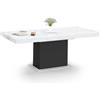 IDMarket - Tavolo da pranzo rettangolare allungabile EDEN 6-10 persone con piano ALASKA effetto marmo bianco e nero 160-200 cm
