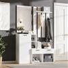 VIEKOS Appendiabiti con scarpiera, specchio e appendiabiti, compatto con 2 cassetti, per corridoio e ingresso, bianco, 120 x 35 x 175,5 cm