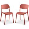 eacommerce | Sedia impilabile in Polipropilene | Leggera, ergonomica, resistente alle intemperie | Per cucina, bar, ristoranti, uso interno ed esterno (Set 2 Sedie, Mattone)