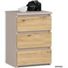 AKORD | Comodino CL-3 con 3 Cassetti | per il soggiorno, la camera da letto, il guardaroba, l'ufficio e lo studio | Design moderno e funzionale | 35 x 40 x 57 cm, 26 kg | Cashmere - Rovere Artigianale
