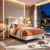 BIYFSDS Letto singolo imbottito, 90 x 200 cm, con vano portaoggetti, letto per ragazzi con rete a doghe, struttura del letto con testiera imbottita, letti in tessuto, 90 x 200 cm, altezza 30 cm