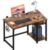 JUMMICO Scrivania 100 x 50 cm, Scrivania per Computer Scrittoio con 2 Ripiani a Sinistra o Destra, Separatore Regolabile, Tavolo da Lavoro Piano di Lavoro, Adatta per l'ufficio o il Soggiorno