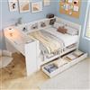 Ktipm Letto Legno 120x200 cm Letti Ragazzi con Scrivania e 2 Cassetti | Letto Una Piazza e Mezza con Contenitore Aperti e Doghe di Legno, Senza Materassino, Bianco