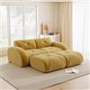 Muskel Divano modulare a 2 posti con 2 sgabelli, senza cornice, giallo | Salotto compatto senza montaggio con design antiscivolo per soggiorno, studio e piccoli spazi