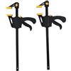 Kinzo Set di 2 morsetti a cricchetto da 30 cm, con una sola mano, forza di serraggio regolabile, trasformabili in distanziali, in plastica, colore nero/giallo, per officina e hobby