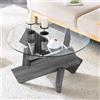 Bellemave Tavolino rotondo da 79 cm, MDF e vetro, base a croce, grigio | Tavolo rotondo da soggiorno, piano in vetro facile da pulire, montaggio rapido, ideale come tavolino da divano