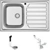 Fhuller SM861RVS ● Lavello Incasso Cucina FHULLER Mod. SMART 86X50 1 Vasca Sinistra e Gocciolatoio Destra, Spessore Acciaio 7/10 con Vasche Profonde H 18 Realizzato in Acciaio Inox Spazzolato Made in Italy