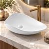 ERFU Lavabo da appoggio in ceramica di alta qualità - Lavabo da bagno dal design moderno, finitura bianca lucida, facile da pulire (bianco lucido, asimmetrico)