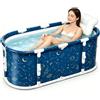 HechoVinen Vasca da bagno pieghevole per adulti | Vasca da bagno portatile, pieghevole, in plastica, con cuscino e foro di scarico, 120 x 60 x 50 cm