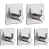 Zydiwo 5 Pezzi Adesivo Gancio Asciugamano Gancio In Acciaio Inox Wall Hanger Resistente a Appendiabiti Gancio per Chiavi Asciugamano (Argento)