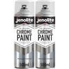 JENOLITE Vernice Spray Cromata Liscia | 2 x 500ml | Finitura Cromata | Multisuperficie - Metallo, Legno, Plastica, Ceramica | Adatto per interni ed esterni