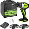 GreenWorks Kit avvitatore a percussione a batteria senza spazzole da 24 V, cacciavite a 24 V, 60 Nm, cambio a 2 marce, con 2 batterie da 2,0 Ah, caricabatterie)