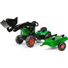 FALK - Tractopala a pedali Supercharger - Verde - con cappuccio apribile - Paletta anteriore e rimorchio - Made in France - Da 2 Anni - 2031M
