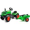 FALK 2048AB - Trattore a pedali X-Tractor con rimorchio, a partire da 2 anni, fabbricato in Francia, con cofano apribile, volante direzionale con clacson, 138 x 42 x 53
