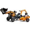 Falk - Tractopala a pedali Case CE con escavatore e rimorchio - Da 2 anni - Made in France - escavatore anteriore ed escatrice articolate - Targa personalizzabile - 967N