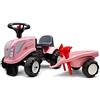 Falk - Portatore trattore girly New Holland con rimorchio - Da 12 mesi - Made in France - pala e rastrello inclusi - 2 stili di personalizzazione - Targa personalizzabile - 288C