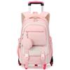 ANSIEDIO Zaino Trolley Ragazze Zaino con Ruote Removibili per Bambini Scuola e Viaggio (Rosa)