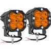 Willpower 2x Mini Faro LED 3 Pollici 30W 3000LM, Faretto LED 12V 24V, Spotlight Luci da Lavoro Fendinebbia per Trattore Fuoristrada Camion Escavatore Barca Auto ATV 4x4 Moto, 3000K Ambra, IP67