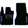 QUEMAR Tappetini Auto per Smart Fortwo 453, Bordo Blu, 2 Loghi+Ricami | 2014-2024 / W453 / Kit Tappeti Moquette e Gomma su Misura / Set 2 Anteriori / Ricami e Colori Personalizzati / Antiscivolo