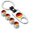 Ham-Hash Tappi per valvole auto, design tedesco, argento, 4 pezzi, universali, per auto, SUV, moto, bicicletta, valvole Schrader, set di tappi per valvole Schrader, con bandiera della Germania