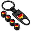 Ham-Hash Tappi per valvole auto, design tedesco, nero, 4 pezzi, universali, per auto, SUV, moto, bicicletta, valvole Schrader, set di tappi per valvole con bandiera della Germania
