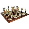 Italfama Lusso Ottone E Legno Scacchi Set Con Grande Pezzi, Olmo Legno Tavola