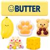 exatta 6PCS Fufu Squishy Set,Taba Squishys,Squeeze Toy,Fidget Palline anti stress | Fufu Squishy Set,Taba Squishys Käse Butter Criceto Zampa Gatto Piccolo orso Banana,Fidget Squeeze Toy,Festa Compleanno Regalo