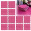 LUPATDY 12 Pezzi Tappeto Puzzle in EVA, Tappeti Puzzle in Peluche Interconnessi, 30x30cm Tappeto Gioco Antiscivolo per Camera da Letto, Soggiorno e Cameretta Bambini (Rosa Fucsia)