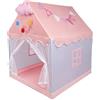 decalsweet Tenda da Gioco per Bambini, Casetta dei Giochi per Interni ed Esterni, Grande Castello da Principessa Rosa per Ragazze con Finestre Nuvole e Bandiere, Tenda per Bambini Regali per Bambine