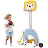 COSTWAY Basket per Bambini Centro Attività Multifunzione - Palla Canestro, Calcio e Golf, Mazza da Golf e Palle incluese, per Bambini, Altezza Regolabile (Leone Giallo)