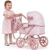 Kinderplay Passeggino per bambole Kinderplay dai 3 anni in su - Navicella profonda con borsa e cestino - Struttura leggera con ruote in schiuma silenziose - Passeggino giocattolo per bambole fino a 30 cm