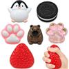 exatta 6PCS Taba Squishy,Squeeze Giocattoli,Squeezes Toy,TabaSquishy Antistress | Taba Squishy,Squeeze Giocattoli,Squeezes Toy,Fragola,Biscotto,Gatto,Capybara,Pinguino,Palline anti stress,Pallina Giocattolo