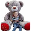 Velinda Grande Enorme Gigante Orsacchiotto Pupazzo di Peluche Regalo 160cm (Colore: Grigio-Rosso)