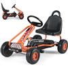 SOARS Go Kart a Pedali per Bambini, Macchina per Bambini con Sedili Regolabili in 2 Posizioni e 4 Ruote Antisdrucciolo, Carico 30 kg, per 3 Anni + (Arancione, 92 X 50 X 53 CM)