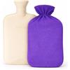 Cassandra Borsa dell'acqua calda con copertura in pile tinta unita, 1,8 l