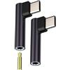 WASRUYI Adattatore USB C a 3.5mm Audio Jack(2pack)Cuffie Aux Cavo per iPhone16Auricolari MacBook Splitter per Apple Connettore Caricatore Accessori Convertitore Auto Type-C Presa android Smartphone Dongle 3,5
