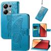 JIUNINE Custodia Protettiva per Redmi Note 14s / Redmi Note 13 Pro 4G / Poco M6 Pro 4G, Cover Libro PU Pelle Antiurto Portafoglio con Design Farfalle, Supporto Stand, Chiusura Magnetica, Blu