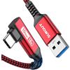 SUNGUY Cavo dati USB C, 1.5 m 10 Gbps USB 3.1 Gen 2 USB C cavo dati e cavo di ricarica, compatibile con Android Auto, Galaxy S22, SSD, Xperia Pro, rosso Xiaomi