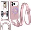 FERLAN Magnetica Cover con Cordino per iPhone 17 Pro Max/iPhone 18 Pro Max,Case con Laccio per Il Collo Custodia con Cordino,Cover in Silicone, Regolabile Cordino da Collo Nylon Catena Collana Tracolla,Pink