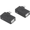 Qiilu 2Pcs Usb 2.0 Femmina a Maschio Adattatore Micro Otg Porta di Alimentazione 90 Gradi Sinistra 90 Ad Angolo Retto Stick Adattatore Usb Micro Usb Otg Espandibilità: Questo-cable otg par