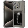 ÁRBOLORO Cover per iPhone 15 Pro Max con Porta Carte, Custodia Portafoglio con Slot per Schede Silicon TPU Trasparente Case Ultra Slim Clear Soft Bumper Anti-Graffio Antiurto Cover per iPhone 15 Pro Max, Nero