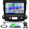 Rimoody 4G+128G Wireless Carplay Android Autoradio per Mitsubishi Outlander 2/Peugeot 4007/Citroen C-Crosser 9 Pollici Incell Schermo Autoradio Android Auto GPS Navi WiFi Mirror Link Bluetooth FM/RDS EQ/SWC