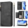 Generic Cover Compatibile con Google Pixel 7 5G,Compatibile con Google Pixel 7 5G Chiusura magnetica Flip Stand Card Slot Wallet Zipper Lanyard Black